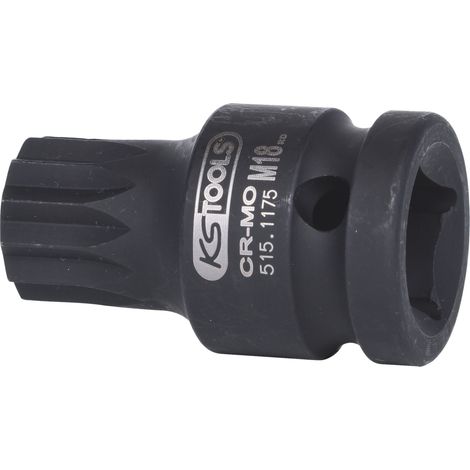 Kstools – Douille à chocs courte 1/2' XZN M18 – Acier chrome-molybdène – Longueur 45mm – Pour actionnement efficace des machines (1/9)
