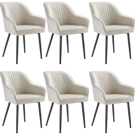 Sedia da pranzo poltrona seduta imbottita con braccioli larghezza seduta 49 cm gambe in metallo rivestimento in velluto portata 110 kg per soggiorno o camera da letto beige 120004918