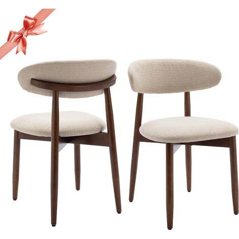 Colamy chaise-Lot de 2 Chaises -Chaise de Salle à Manger, Design Vintage, Chaise Idéales pour Cuisine et Salle à Manger-beige