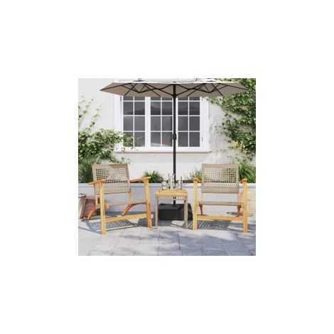 Ensemble de bistro 3 pcs beige résine tressée et bois d'acacia (1/5)