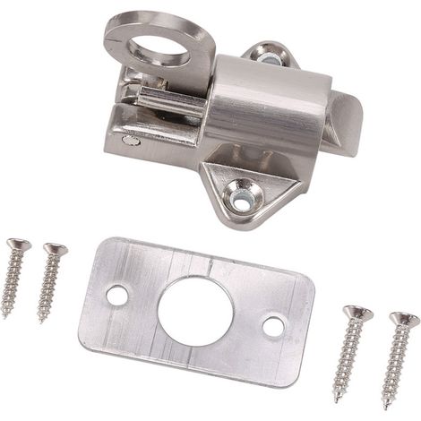 Verrou de porte à ressort en aluminium, loqueteau de sécurité pour fenêtre, serrure à pêne dormant, anneau de traction, rebond, pour porte coulissante, argent, lot de 2 (1/5)
