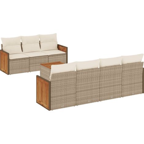Maison Exclusive - Set Divano da Giardino 8 pz con Cuscini Beige in Polyrattan