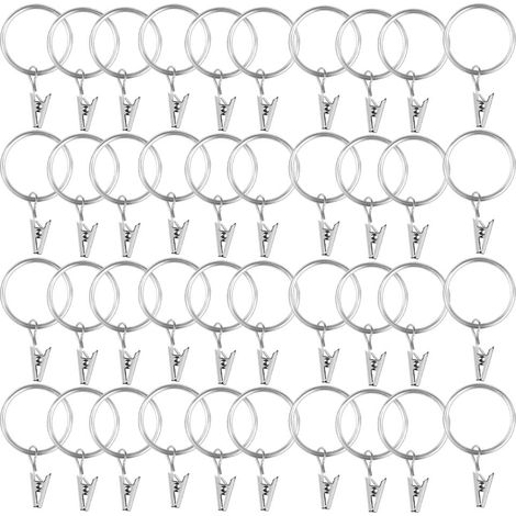 Pince pour Rideaux 40 Pièces, Pince à Rideaux, Attache Rideau Pince, Pince a Rideaux, Anneaux pour Rideaux, Métal antirouille Acier Inoxydable Métal Anneaux Clip Rideau pour Rideau (1/5)