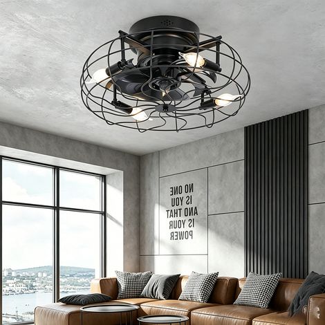 Ventilador de techo tipo jaula de 50 cm con lámpara, control por mando/app, 6 velocidades, temporizador y 3 temperaturas de color. (1/5)