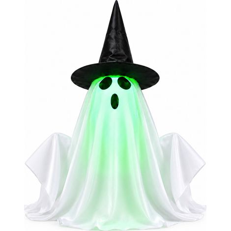 Fantôme lumineux électrique Halloween, décoration animée qui se lève, activation par toucher et son, avec effets sonores, accessoire pour maison hantée, fête et soirée (1/2)