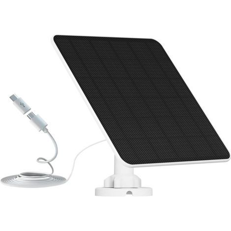 Panneau solaire pour caméras de sécurité, panneau solaire USB 5 W, compatible avec les caméras de sécurité DC 5 V rechargeable, panneau solaire pour caméras avec câble de 9,8 pieds