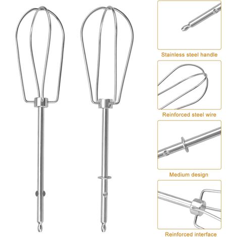 CCYKXAA Lot de 2 fouets pour batteur à main de rechange Mélangeur à main Mélangeur à main Robot de cuisine émulsifiants Kit mélangeur de rechange pour mélangeur à main