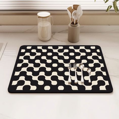 Geschirrtrockenmatte – Saugfähige Arbeitsflächenmatte für Kaffeemaschine und Geschirrständer –(40×60cm) (1/5)