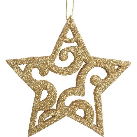Ciondolo decorativo a forma di stella traforata in oro con glitter (1/3)