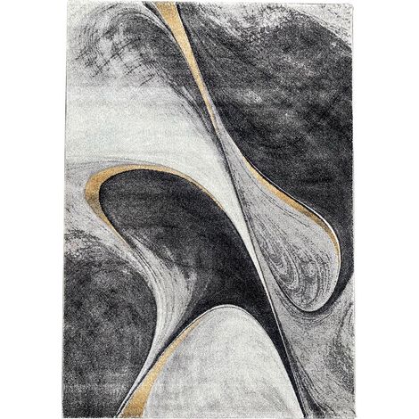 Tapis salon et chambre 40x60 jaune et gris rectangle tissé motif géométrique LYN8 MADILA