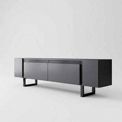 Mobile porta TV design moderno con gambe in metallo Yildiz Antracite - Nero