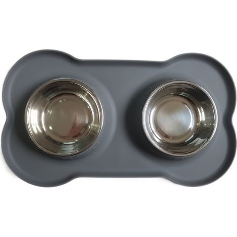 Filiyano-Gamelles pour chiens avec tapis antidérapants, doubles gamelles en acier inoxydable avec tapis antidérapants en silicone pour chats et chiots