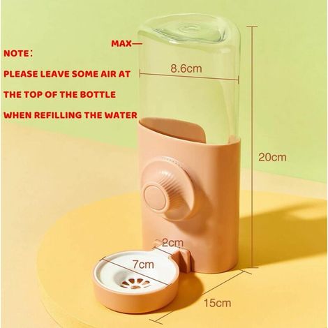 Distributeur Eau Lapin, 600ML Suspendue Abreuvoir Lapin Automatique Biberon Cochon d'Inde Anti-Goutte Biberon Hamster pour Lapin Chinchilla Cochon d'Inde Hérisson Furet (Rose) (1/3)