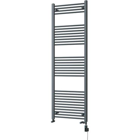 Zennor - Anthracite Dual Fuel Towel Rail H1800mm x W600mm Thermostatic WIFI - Straight (1/3)