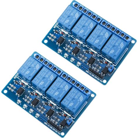2 Pièces Module Relais 4 Canal, 5V 4 Channel Relay Module avec Optocoupleur, Bleu (1/4)