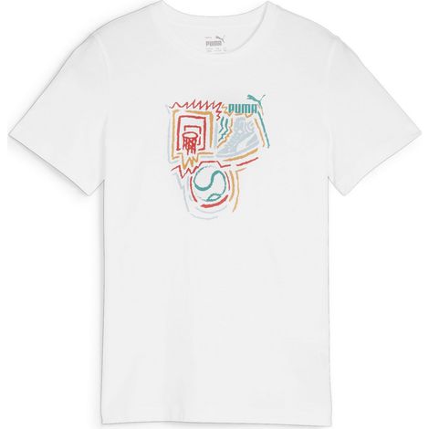 T-shirt sportiva da ragazzo Puma con grafica anno OF, bianca 68029902 r 140 (1/5)