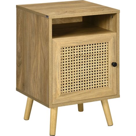 Table de chevet table de nuit 39 x 35 x 60 cm placard et niche rangement utile style vintage chaleureux en bois naturel 210001531 (1/5)