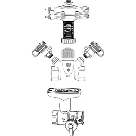 TA Regolatore di pressione differenziale TA-Multi Set 3 DN 32, con Globo H, scarico, bronzo rosso, 5850-05.801