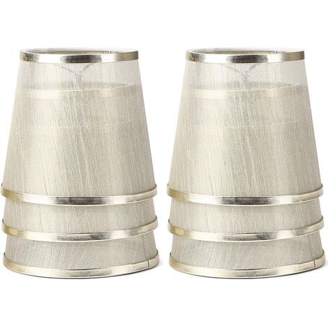 Miniatur-Kristalllampenschirm für Kronleuchter, 14 cm, glockenförmig, zum Anklemmen, champagnerfarbenes Organza (6er-Set, Gold) (1/5)