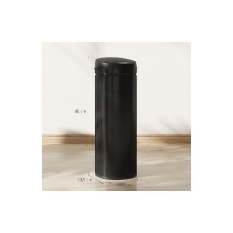 Poubelle argentée en inox 50 L avec ouverture sans contact et fermeture silencieuse pour cuisine, salle de bain et bureau (1/5)