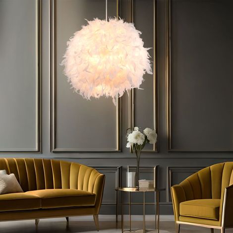 Suspension plumes plume blanche plafonnier suspension blanche suspension, métal, douilles E27, DxH 45x120 cm