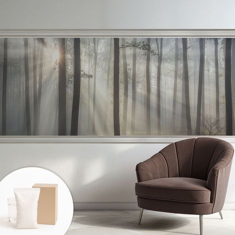 Papier peint intissé pour salon chambre à coucher peint imprimé Installation facile - Colle incluse gratuite Forêt éthérée 250x104 cm (1/5)