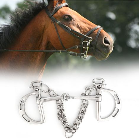 Mors Kimberwicke en acier inoxydable, à canon articulé et rouleau de mastication pour chevaux (125 mm) (1/5)