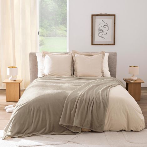 Couverture taupe 220x240 Flanou (1/2)