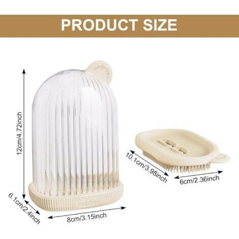 Lot de 2 boîtes à savon de voyage, porte-savons étanches avec brosse en silicone, idéaux pour le camping, la salle de sport et les voyages, blancs.
