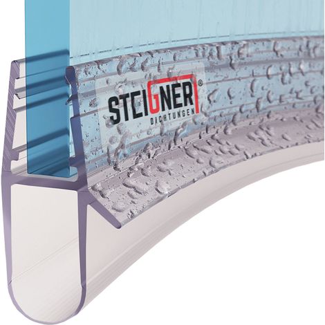 STEIGNER Duschdichtung UK17 vorgebogene Ersatzdichtung für Runddusche Wasserabweiser, L, 70 cm, (Einzeldichtung), für Glasstärken von 5 bis 8mm