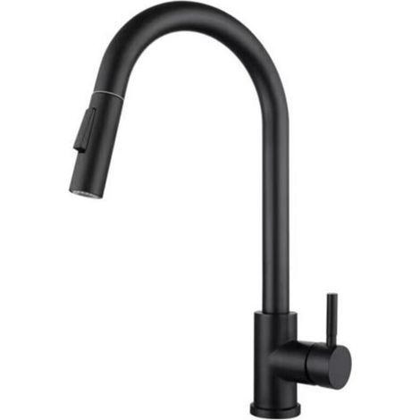 Black Kitchen Faucet, 360° Swivel Stainless Steel Kitchen Faucet, Single Handle Modern Sink Faucet (1/4)