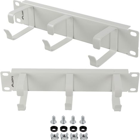 Organizzatore di cavi per armadi rack da 10" 1U con staffe metalliche tipo B, colore grigio (1/4)
