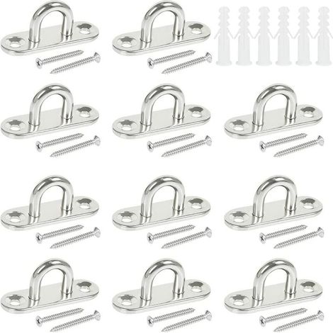 12 pièces ovale M5 crochet d'anneau porteur 304 crochet de plafond en acier inoxydable crochet de ventilateur de plafonddurable (1/5)