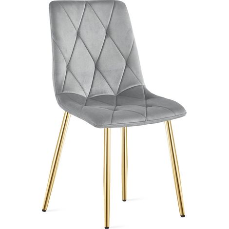 Sedia Libra in Velluto Grigio Chiaro con Gambe Oro (1/5)