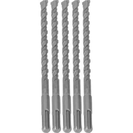 5-teiliges Hartmetall-Betonbohrer-Set, 210 mm x 10 mm, Rotationsmeißelbohrer mit 2 Spiralstiften für Ziegel-, Mauerwerks- und Wandbohrungen, SDS Plus (1/5)