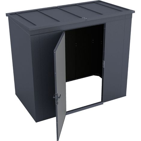 WEKA Gary Metallgerätehaus anthrazit 3,1 m² Gerätehaus aus Metall in Anthrazitgrau, Geräteschrank mit 0,7 mm Wandstärke Gartenhaus