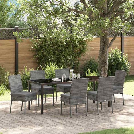 Garten Essgruppe 7 pcs Grau Pulverbeschichteter Stahl (1/5)