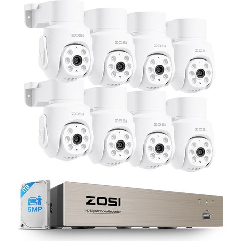 PTZ 360°Kit Caméra Surveillance Filaire Dôme Extérieure 8CH 5MP DVR Détection Humaine/Véhicule, Vision Nocturne 20m, 1TB HDD Enregistrement 24/7 (1/5)