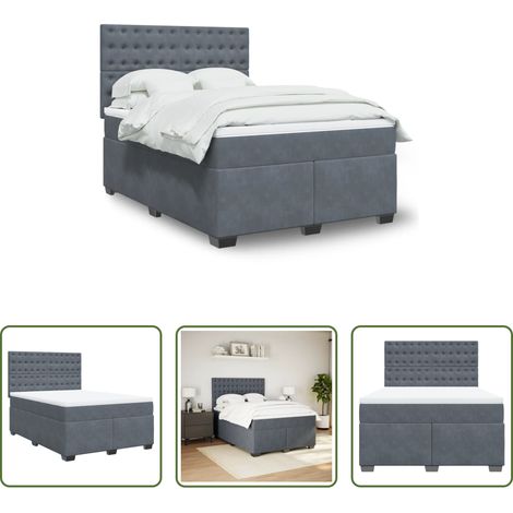 Matratze - Boxspringbett mit Matratze Dunkelgrau 140x200 cm Samt (1/5)