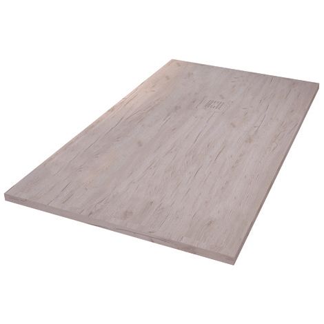 ONDEE ZEN - Receveur de douche NOLA 3 - 90x160x3 - Résine - Nature bois - Bonde - Découpable (1/3)