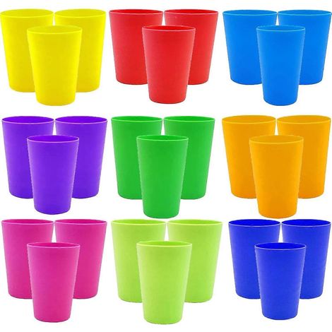 Lot de 27 gobelets réutilisables en plastique de 260 ml, petits gobelets en plastique pour enfants, cuisine, fêtes en plein air, pique-niques, barbecues, voyages ( (1/3)