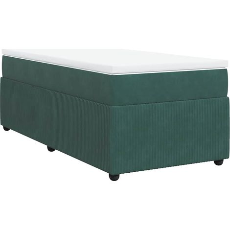 Cama box spring con colchón terciopelo verde oscuro 90x190 cm vidaXL (1/5)