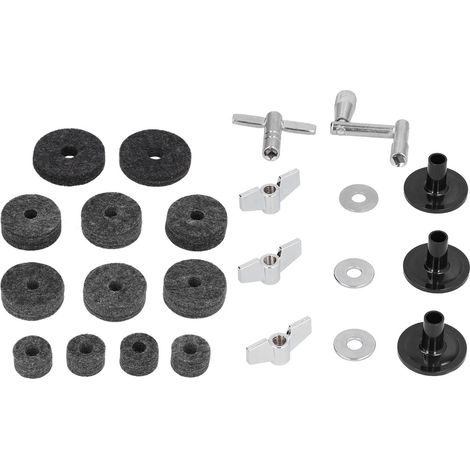 23 pièces Kit Accessoires Batterie avec Feltres Cymbales, Supports, Embrayages et Clés (1/5)
