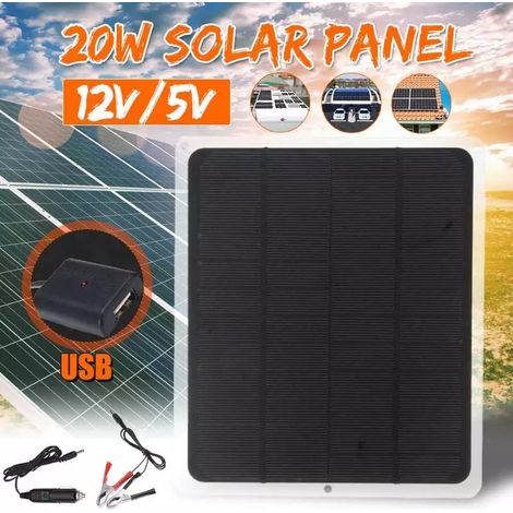 Panneau solaire photovoltaïque 20W, panneau solaire en silicium monocristallin étanche, énergie solaire renouvelable (1/4)