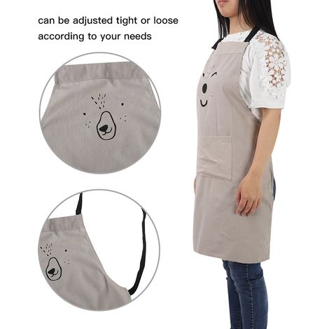 Tablier de cuisine enfant en coton, motif dessin animé mignon, avec cordon ajustable (gris) (1/5)