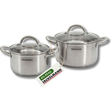 Set 2 Faitouts 20 et 24 cm inox 18/10 Triply Fackelmann Vita3 (1/5)