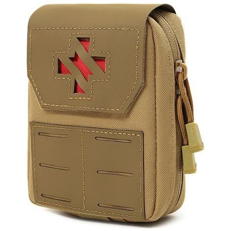 Pochette médicale tactique - Trousse de premiers secours et IFAK détachable Compatible Molle Nylon 1000D Verrouillage par anneau en D (couleur de la boue) (1/3)