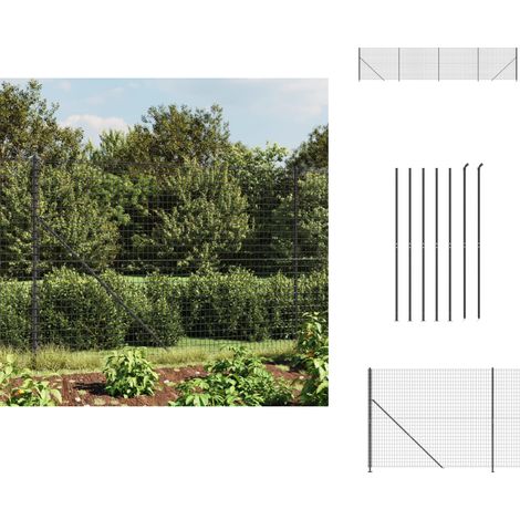 Clôture en treillis métallique avec bride anthracite 2,2x10 m - Clôture Métal - Clôture Jardin - Clôture Rigide - Clôture Anthracite - Clôture Sécurité (1/5)