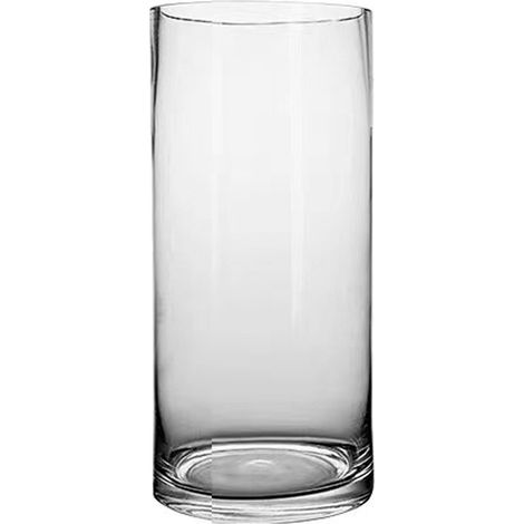 Vase cylindrique en verre transparent, plusieurs tailles disponibles, décoration sobre (1/5)