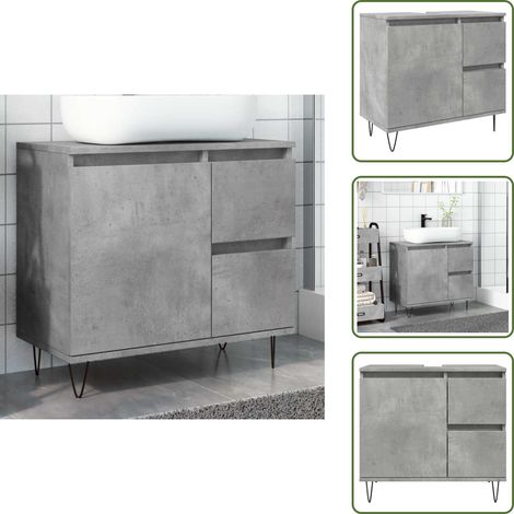 vidaXL Armoire de lavabo de salle de bain gris béton 65x33x60 cm
